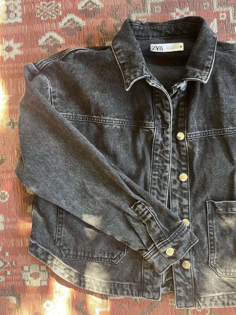 ZARA black denim chore coat